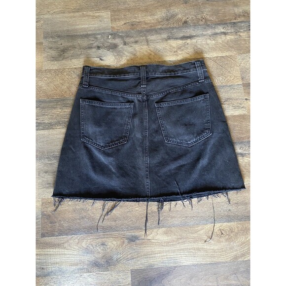 Madewell Raw Hem Denim A-Line Mini Skirt Womens 27 Black Lunar Wash Button Front - Picture 6 of 6